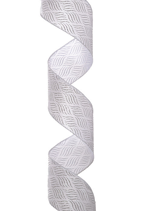 2.5" X 10Yds Wired Branice Ribbon (White/Silver)