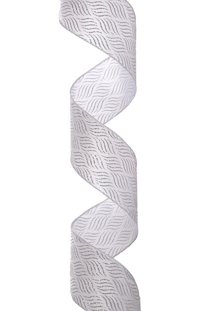 2.5" X 10Yds Wired Branice Ribbon (White/Silver)