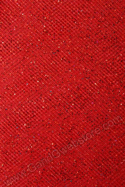 60" X 10yds Sparkle Tulle Red