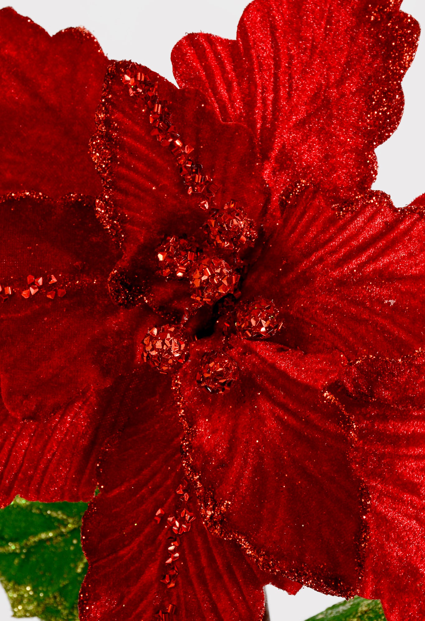 30" Deluxe Red Velvet Poinsettia Stem Red
