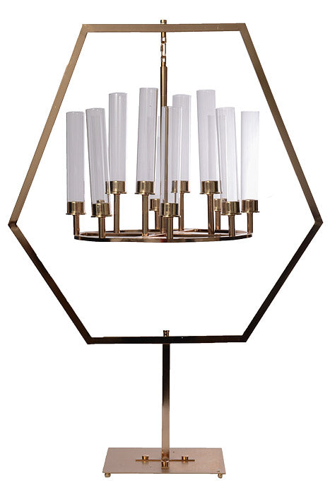 44&quot; Metal 12 Lite Candelabrum With Glass Gold