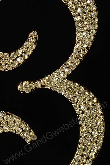 4.5" Rhinestone Number "3" Cake Topper Gold