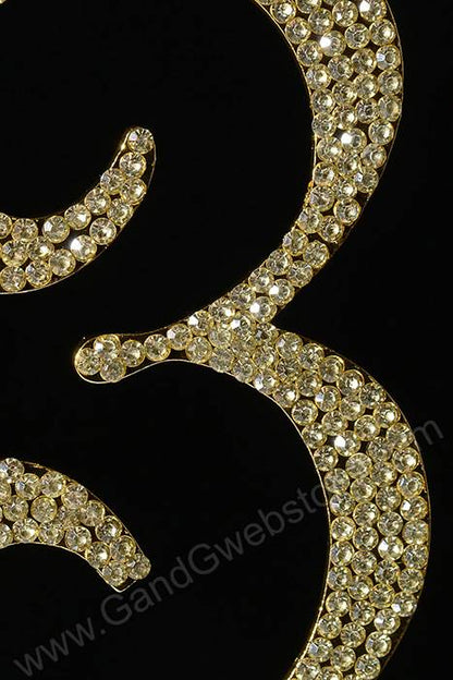 4.5" Rhinestone Number "3" Cake Topper Gold