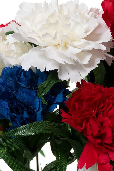 18" Silk Carnation Bush Red/white &amp; Blue