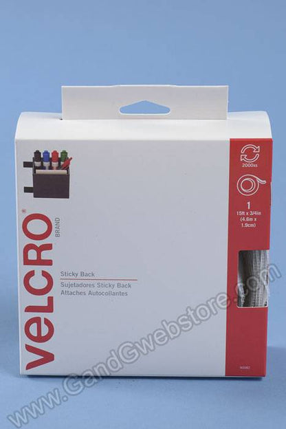 3/4" X 15ft Velcro Roll W/sticky Back White