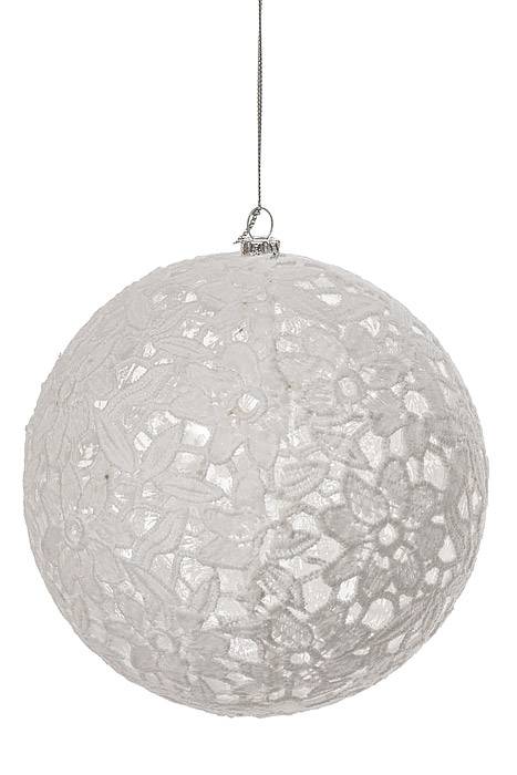 150mm Ball Clear With Transparent Ball Bag White Lace Flowers