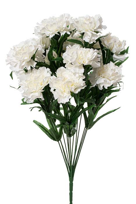18" Silk  Carnation Bush White