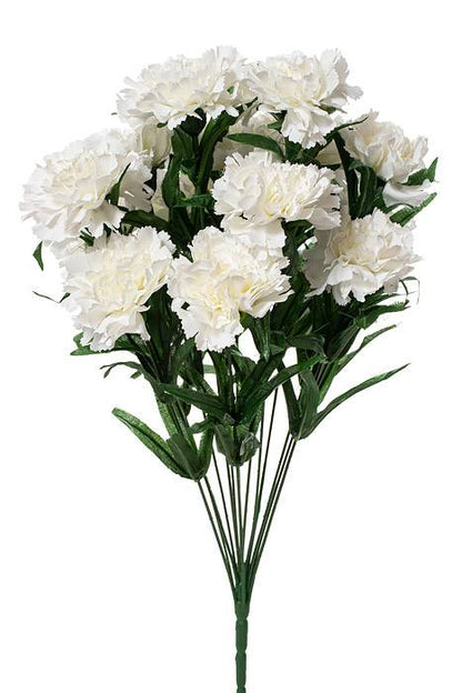18" Silk  Carnation Bush White