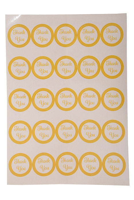 1" Thank You" Sticker Labels Gold Pkg/4