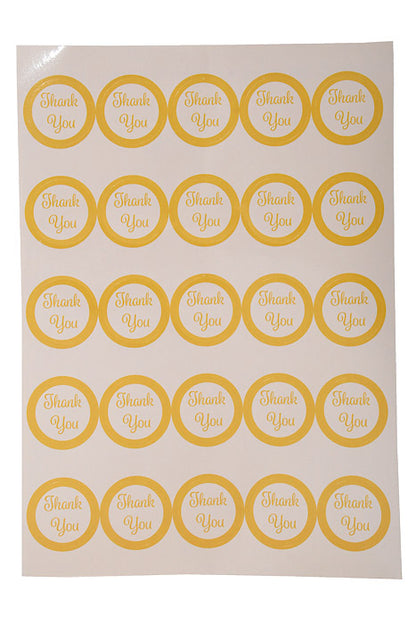 1" Thank You" Sticker Labels Gold Pkg/4