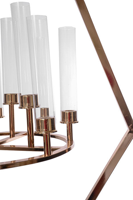 44&quot; Metal 12 Lite Candelabrum With Glass Gold