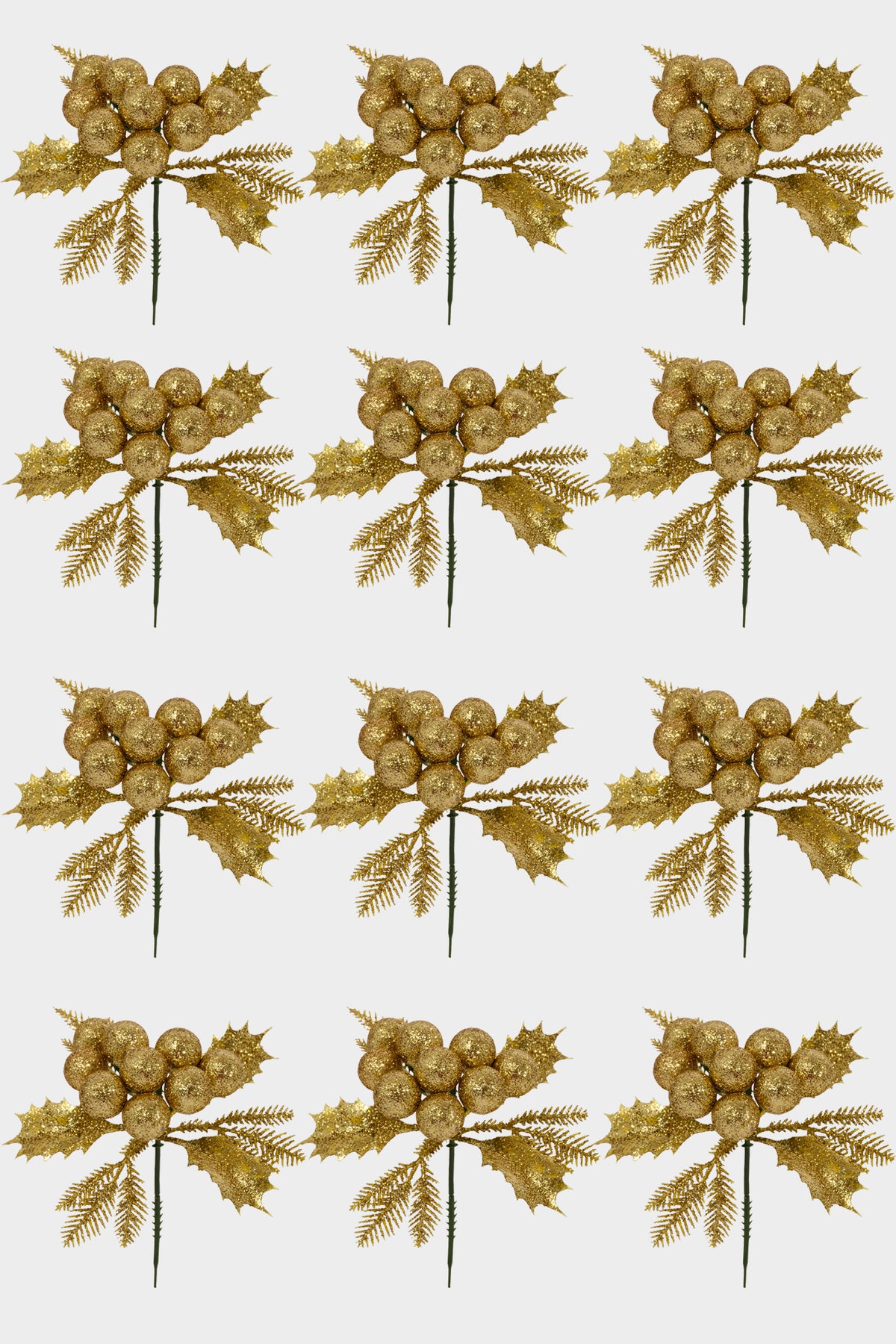 7" Xmas Berry Pick Gold Pkg/12
