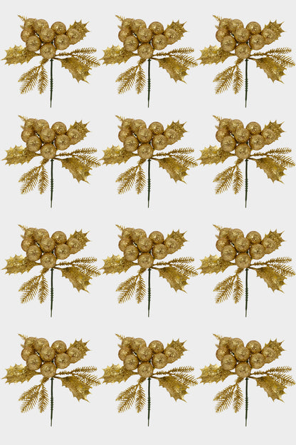 7" Xmas Berry Pick Gold Pkg/12