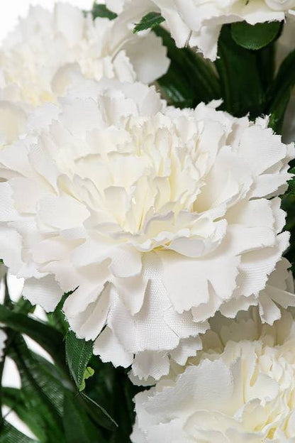 18" Silk  Carnation Bush White