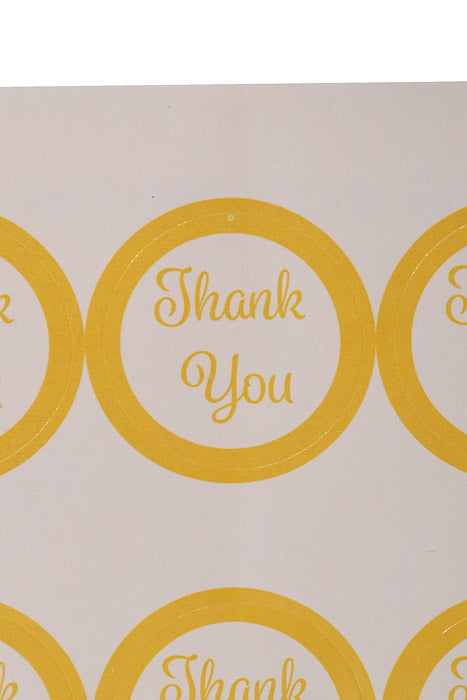 1" Thank You" Sticker Labels Gold Pkg/4