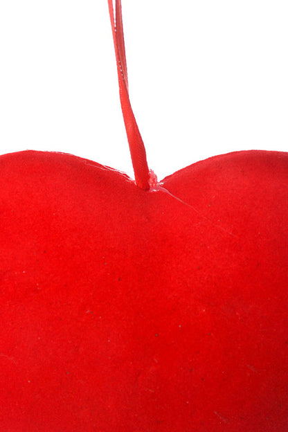 5" Velvet Solid Heart Hanging Red