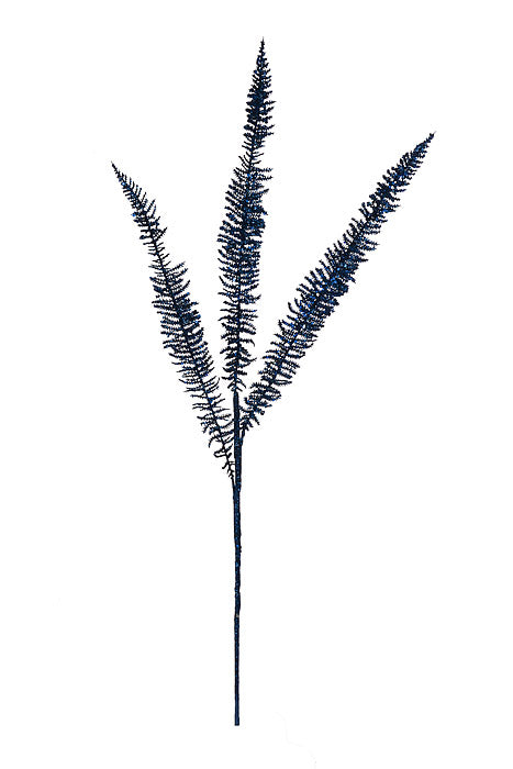 35&quot; Glitter Fern Spray Midnight Blue