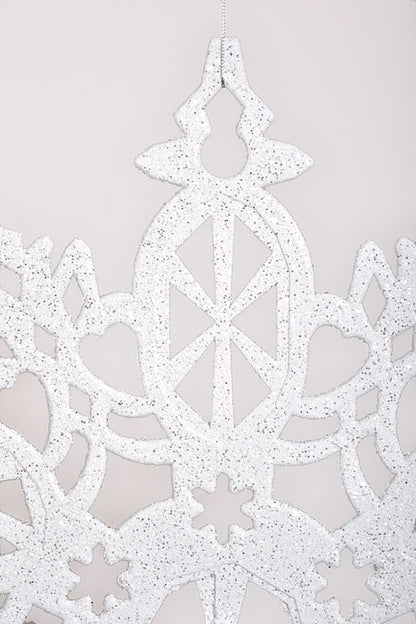 24" Plastic Snowflake W/Glitter &amp; Jewel Silver White
