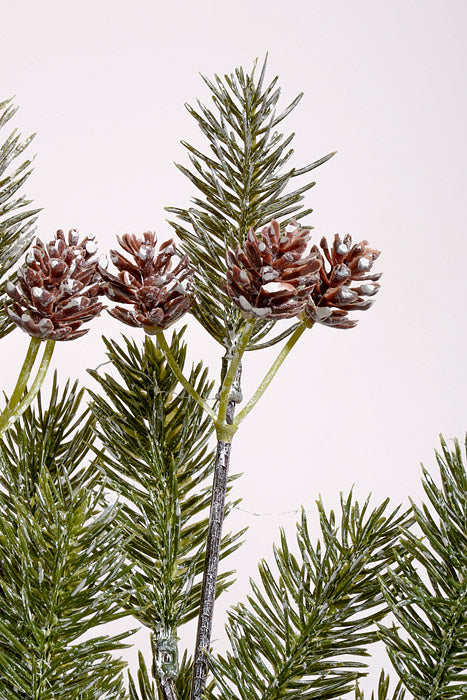 18" Pine with Pinecone Bush Green/White