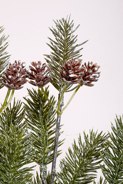 18" Pine with Pinecone Bush Green/White