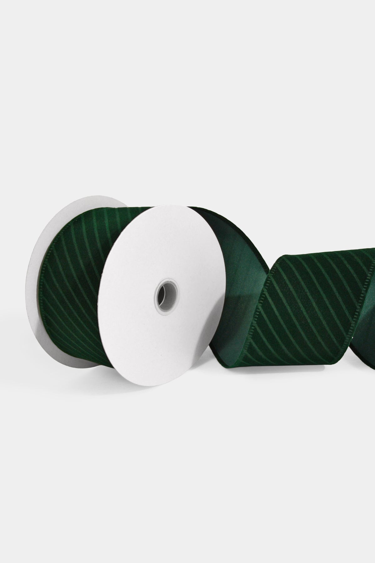 2.5" X 10Yds Wired W/Diagonal Line Velvet Ribbon Hunter