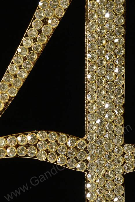 4.5" Rhinestone Number "4" Cake Topper Gold