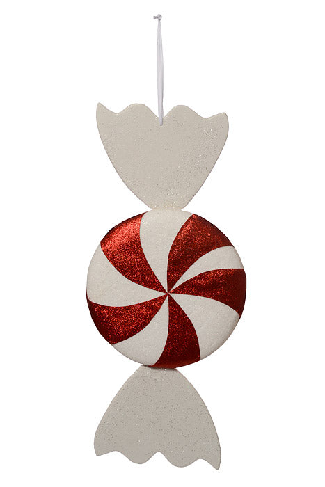 10" X 23" Candy With Glitter White/Red