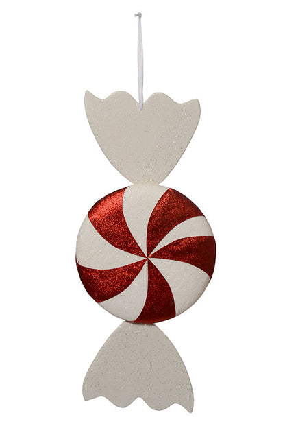 10" X 23" Candy With Glitter White/Red