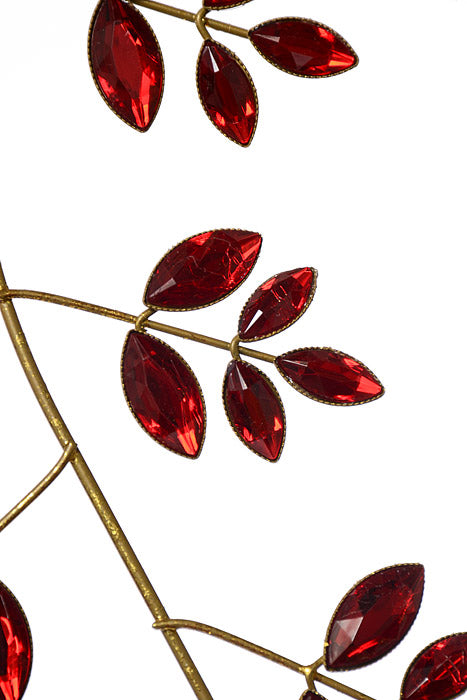 31" Rhinestone Leaf Ornament Red/Gold