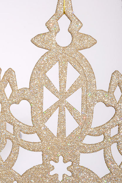 24" Plastic Snowflake W/Glitter &amp; Jewel Champagne
