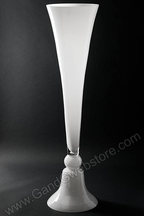 9.75" X 10" X 39" Glass Vase White