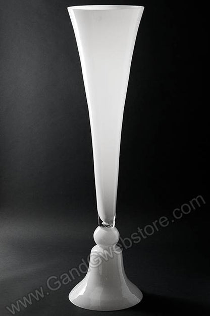 9.75" X 10" X 39" Glass Vase White