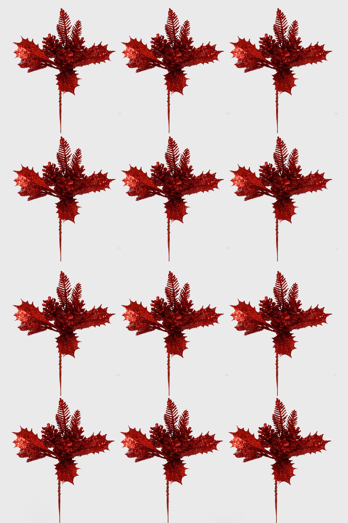 7" Xmas Cone Pick Red Pkg/12
