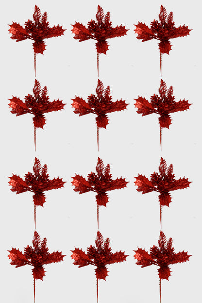7" Xmas Cone Pick Red Pkg/12
