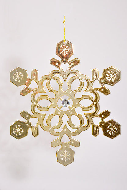 18" Snowflake W/Glitter &amp; Jewel Champagne Gold