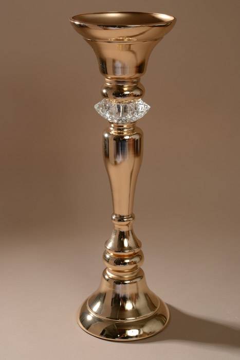 19" Metal Bouquet Stand W/rhinestone Gold