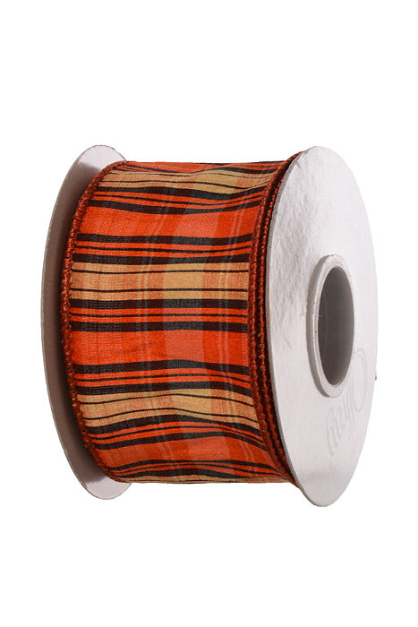 2.5" X 10Yds Wired Gleeson Plaid Ribbon (Orange)