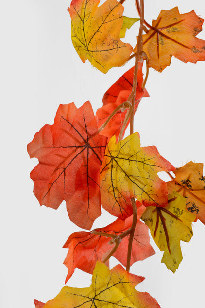 66" Artificial Fall Maple Leaves Garland Orange