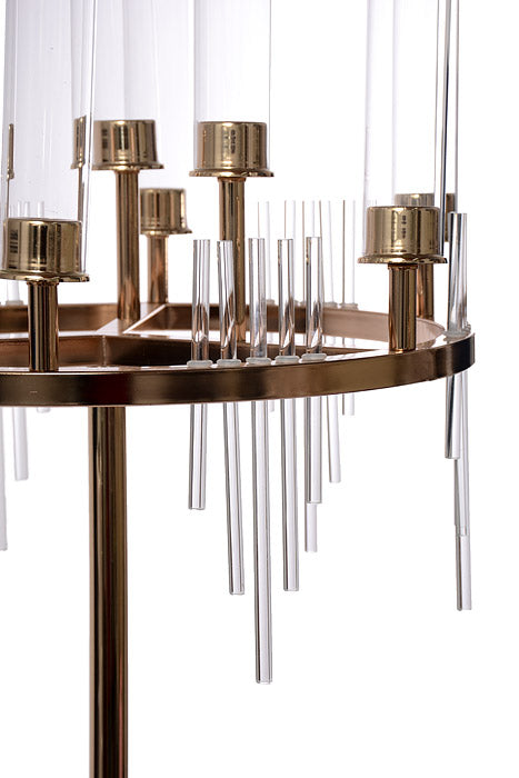 39&quot; Metal 8 Lite Candle Holder With Glass Gold