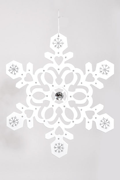 18" Snowflake W/Glitter &amp; Jewel Enamel White/Silver