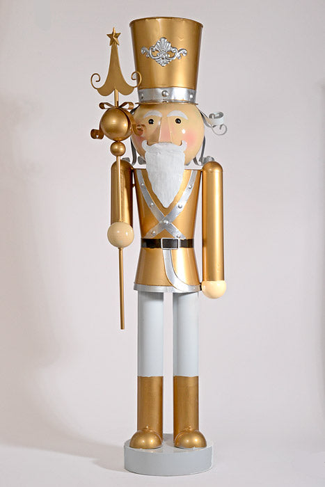 47" Metal Nutcracker Gold/White/Silver