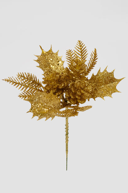 7" Xmas Cone Pick Gold Pkg/12