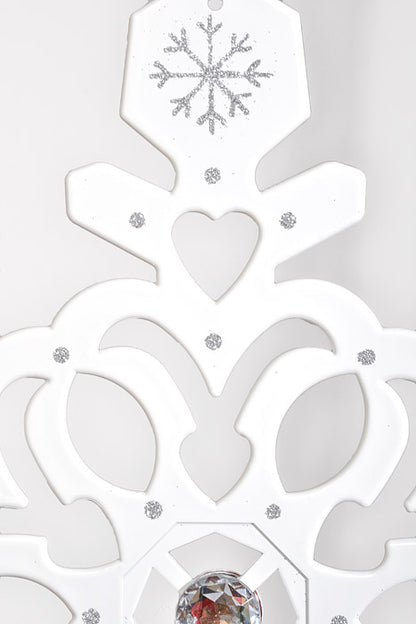 18" Snowflake W/Glitter &amp; Jewel Enamel White/Silver