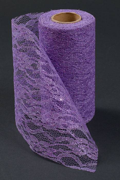 6" X 10yds Sparkle Lace Roll Lavender