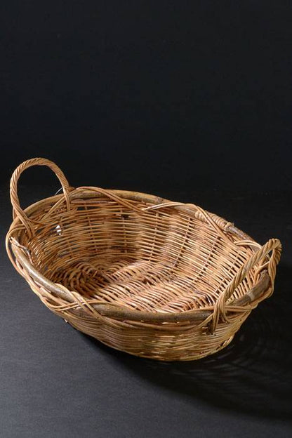 16" Oval Rattan Tray Brown