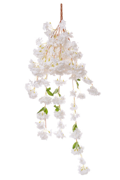 39.5" Silk Cherry Blossom Bush White
