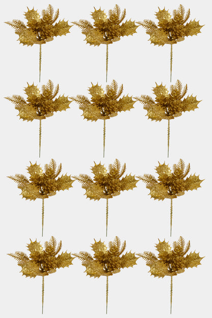 7" Xmas Cone Pick Gold Pkg/12