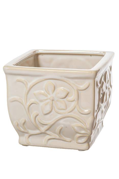 4.75" Embossed Pottery White