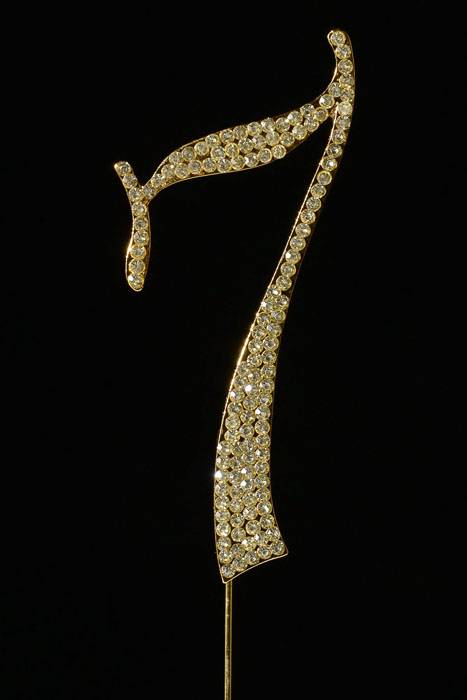4.5" Rhinestone Number "7" Cake Topper Gold