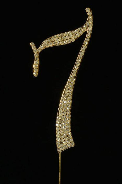 4.5" Rhinestone Number "7" Cake Topper Gold
